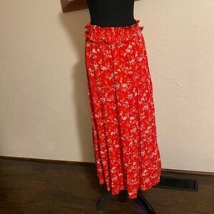 By the River red floral skirt size Large